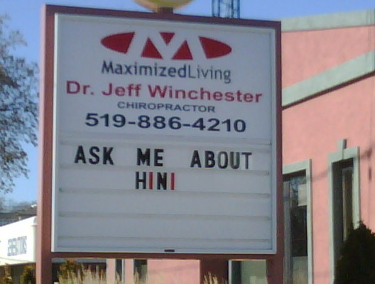 Winchester billboard - Ask Me About H1N1 - November 11, 2009